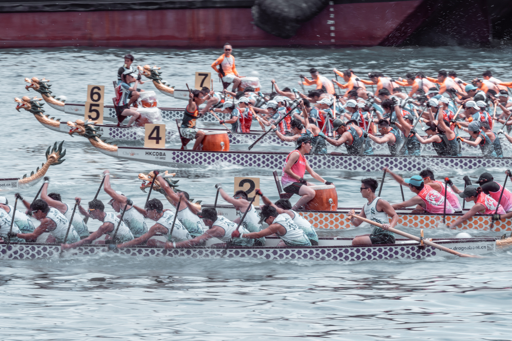 Annual Dragon Boat Racing at Victoria Harbour in Hong Kong to celebrate the festival